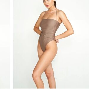 Brown Strapless Swimsuit